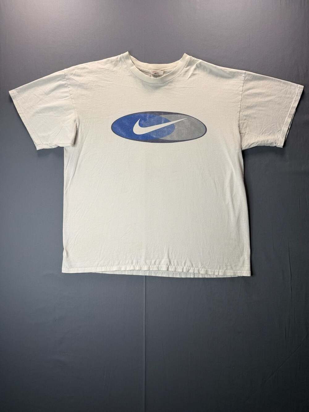 Nike Oval Logo Graphic T-Shirt Size L White Cotton Vintage 90s